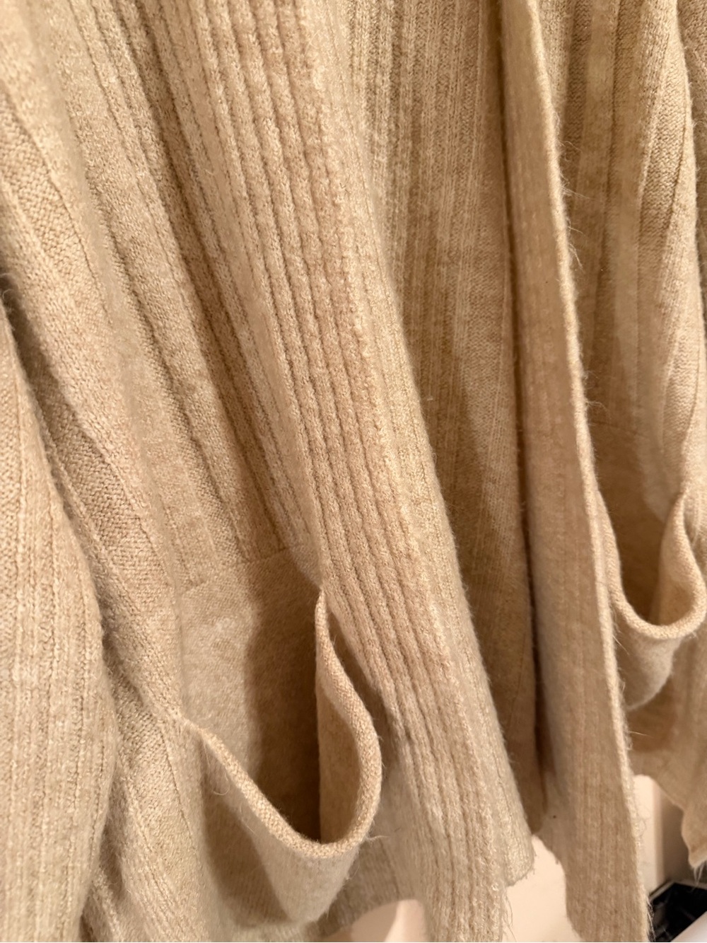 Oversized Oatmeal Ribbed Cardigan - Picture 3 of 6